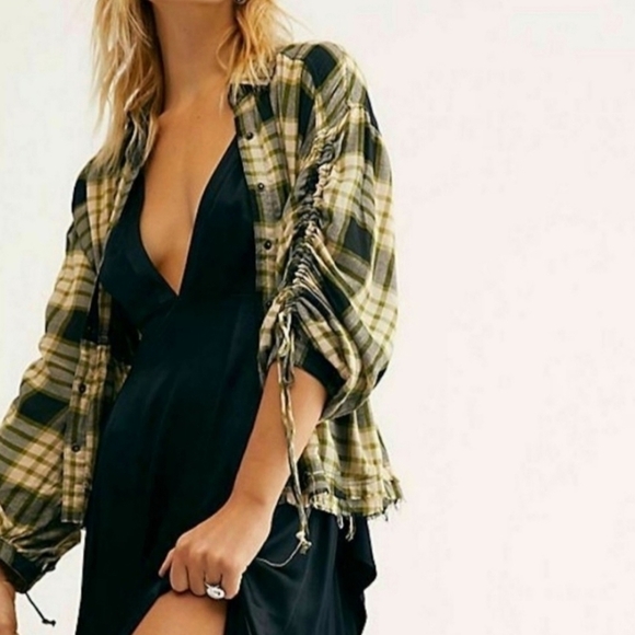 Free People Pacific Dawn Plaid Shirt. - Picture 2 of 7